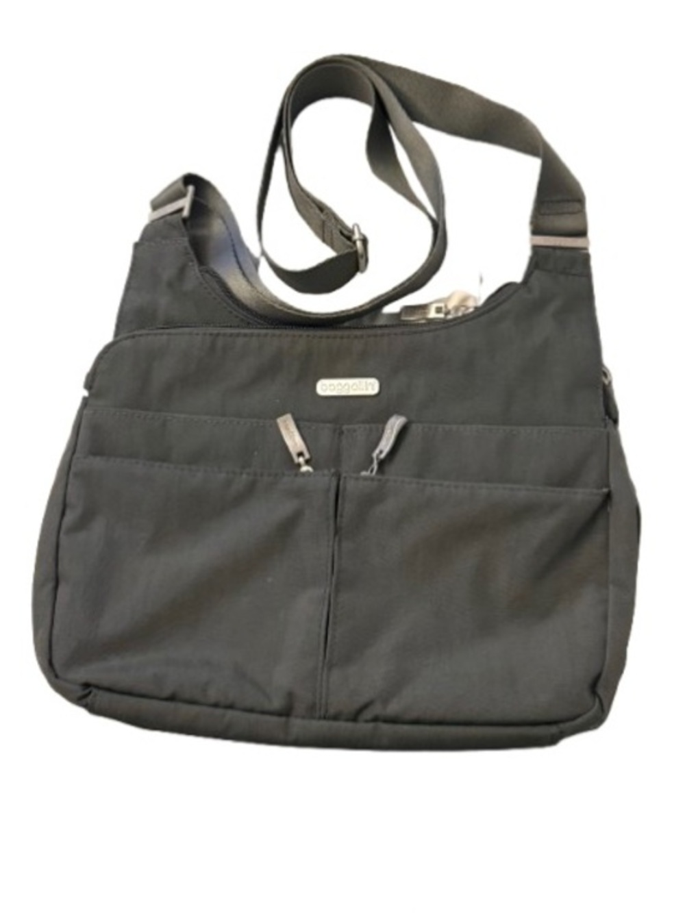 Baggallini Black Nylon Shoulder Bag Lightweight Travel Organizer Multi Pocket